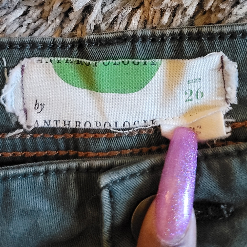 Anthropologie Olive Green Utility Style Skinny Pants 26 - Picture 3 of 9